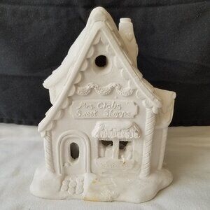 VTG Ready-To-Paint Plaster Mrs Claus Sweet Shop -Village/Town Christmas ~ NOS